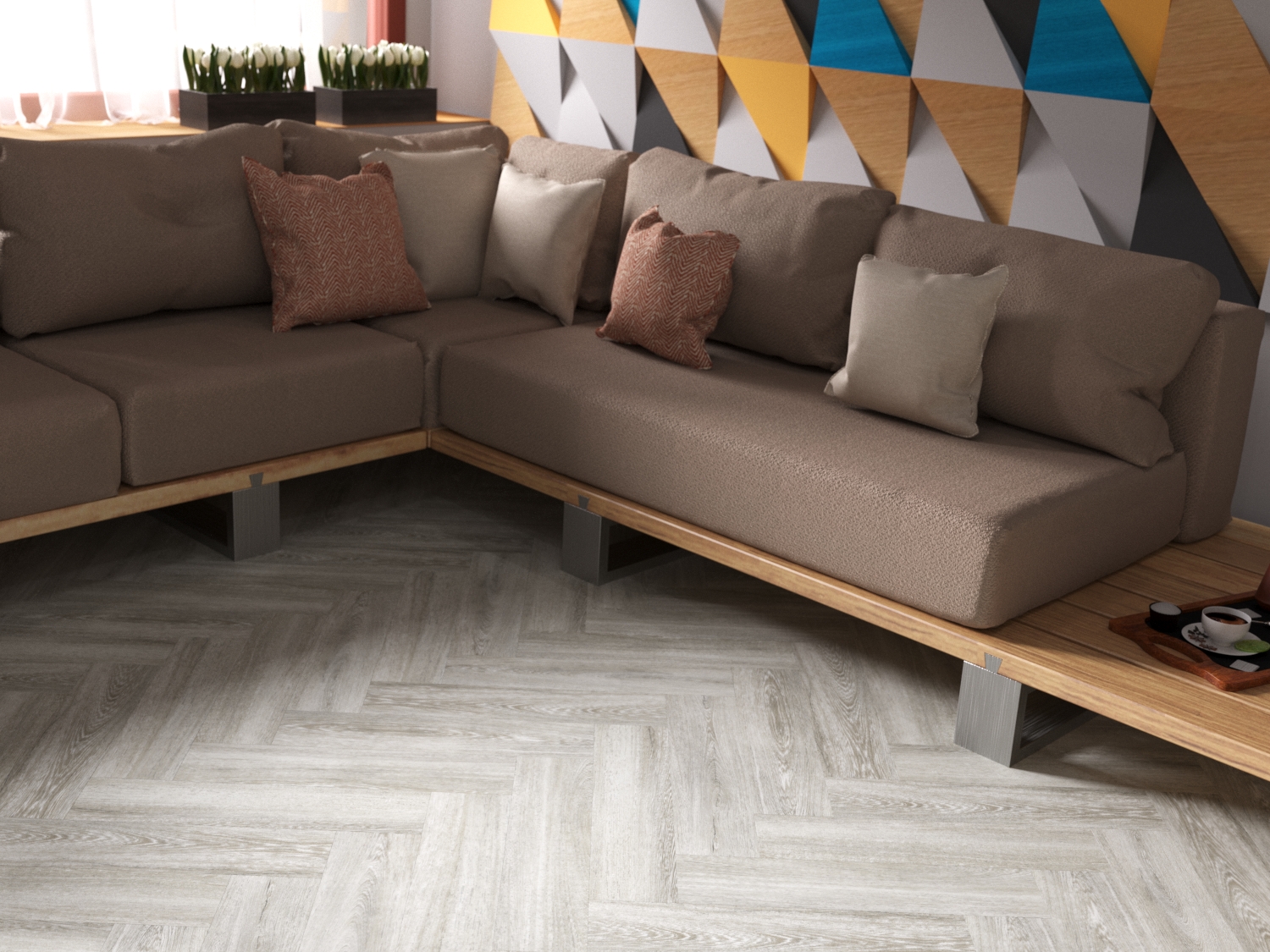 Кварцвиниловая плитка Fine Floor Craft Short Plank FF-008 Дуб Хэмптон-Корт кварц винил напольный