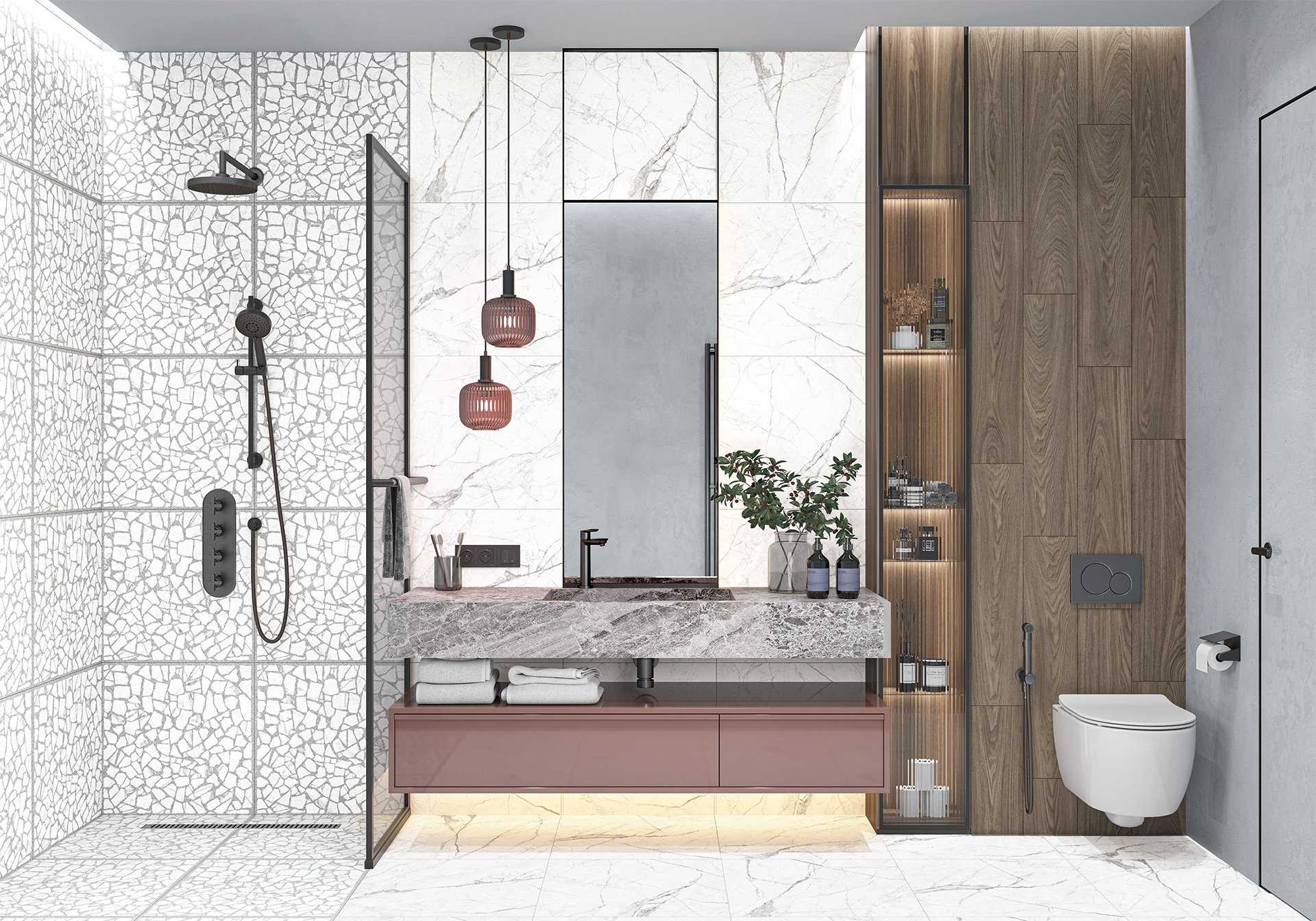 Керамическая плитка Alma Ceramica Лоран TWU12LRT27R серый 24.6x74