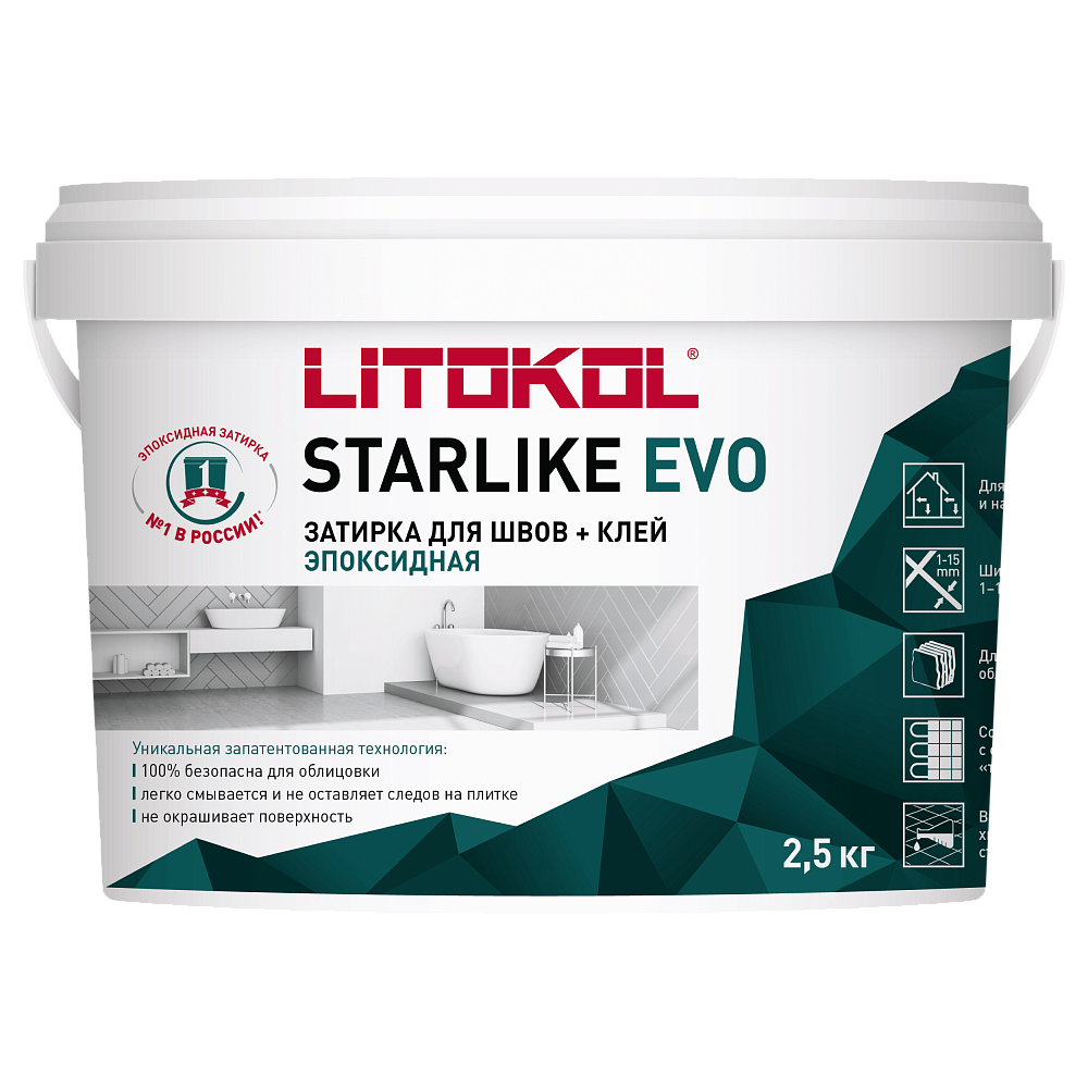 Затирка эпоксидная + клей Литокол Starlike Evo s.140 Nero Grafite 2.5кг черный