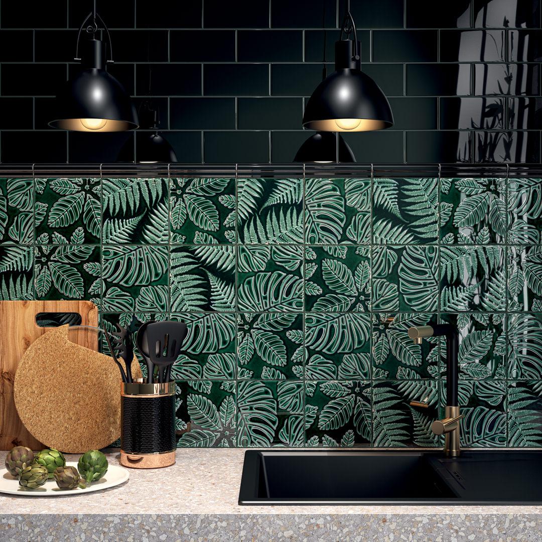 Керамическая плитка Kerama Marazzi Сантана зеленый темный глянцевый 15x15 17070