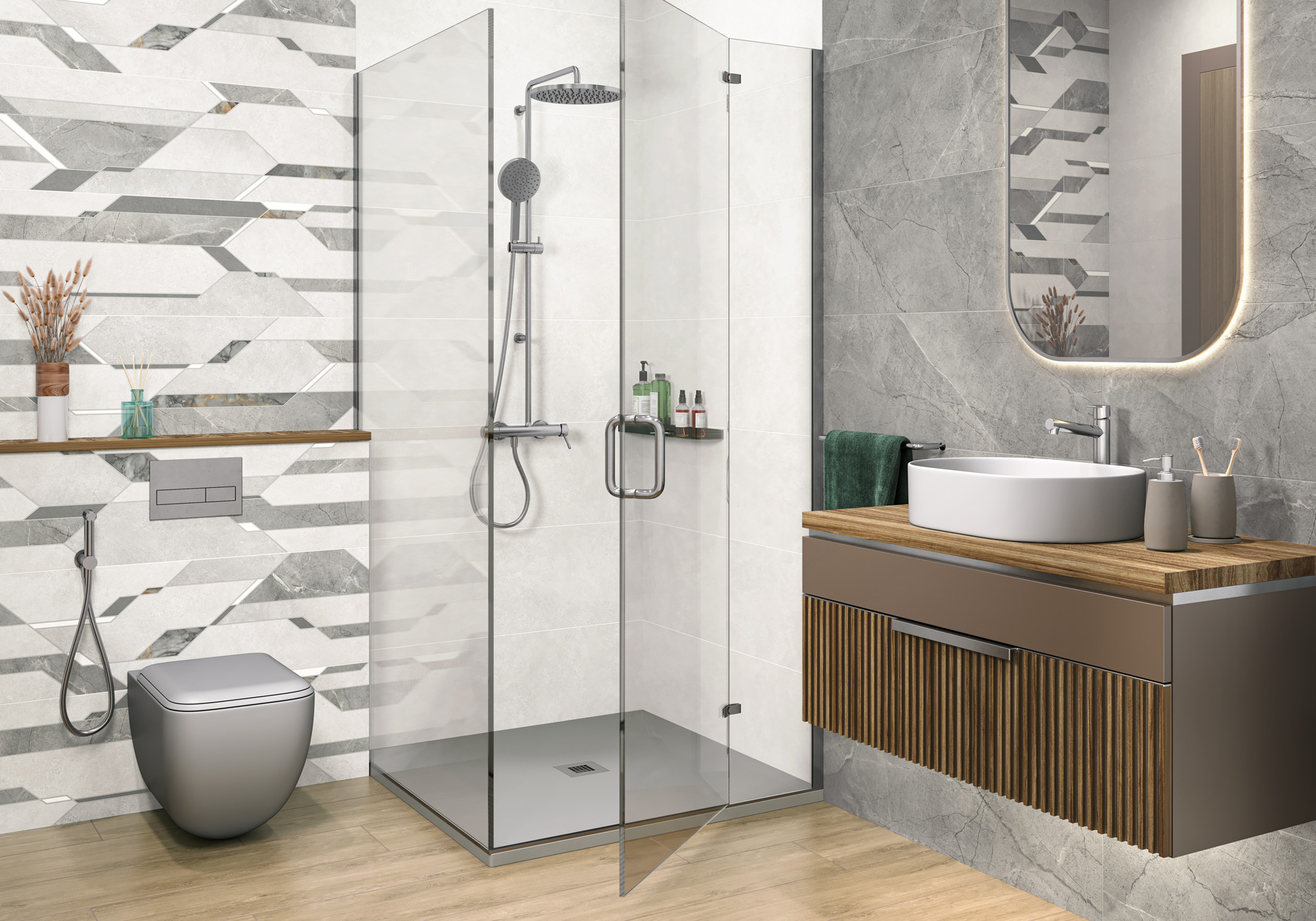 Керамическая плитка Alma Ceramica Антурин TWU3090ATU27R белый 30x90