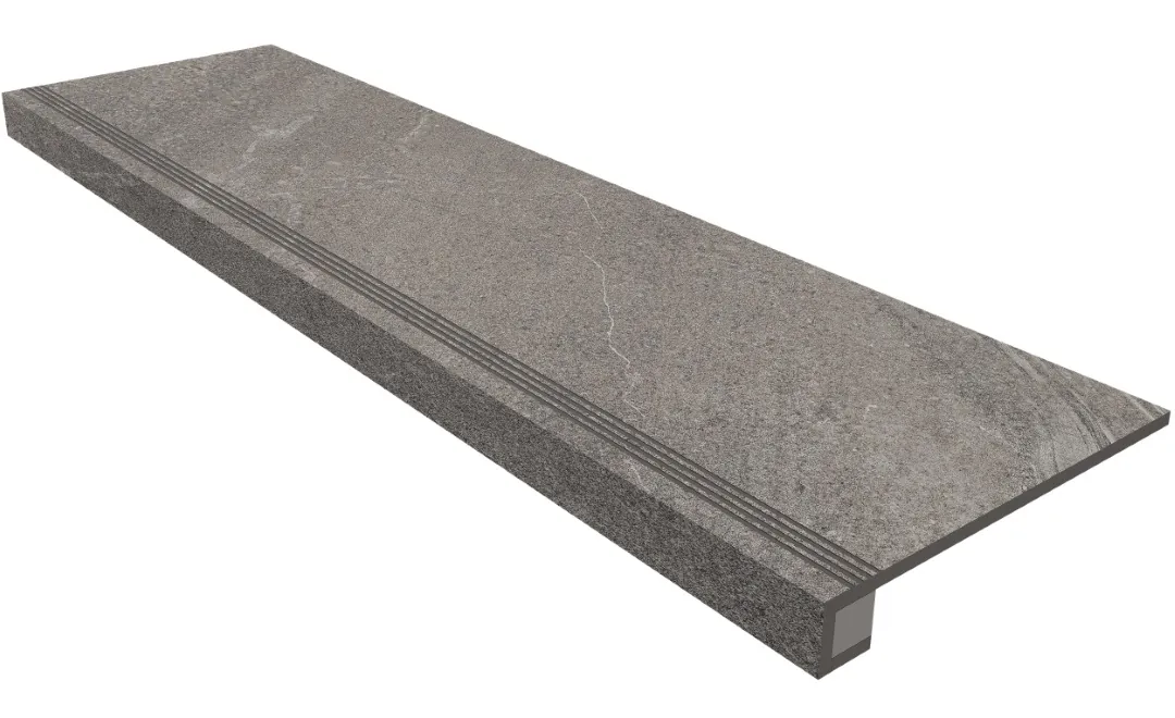 Комплект Estima GB02 Gabbro Grey (Ступень 33x120 непол. прямоугол. бортик с насечками + Подступенок 14,5x120)