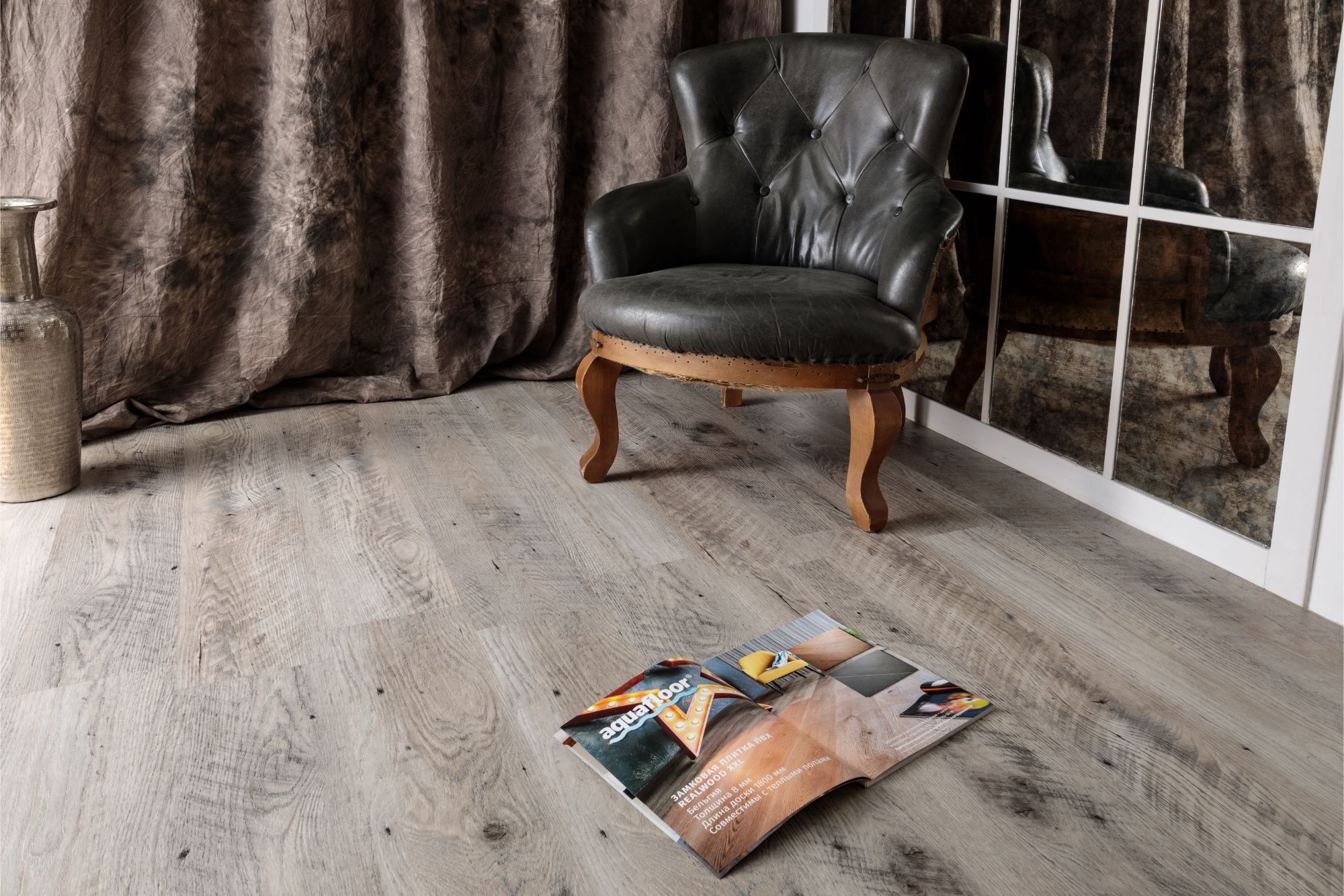Кварцвиниловая плитка Aqua Floor Nano AF3217N 1221x180 Дуб Темный замковый кварц винил напольный