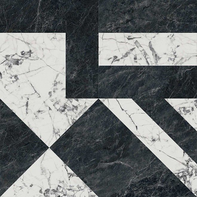 Керамогранит Kerama Marazzi SG013302R Бьянко Неро белый чёрный лаппатированный 119,5x119,5