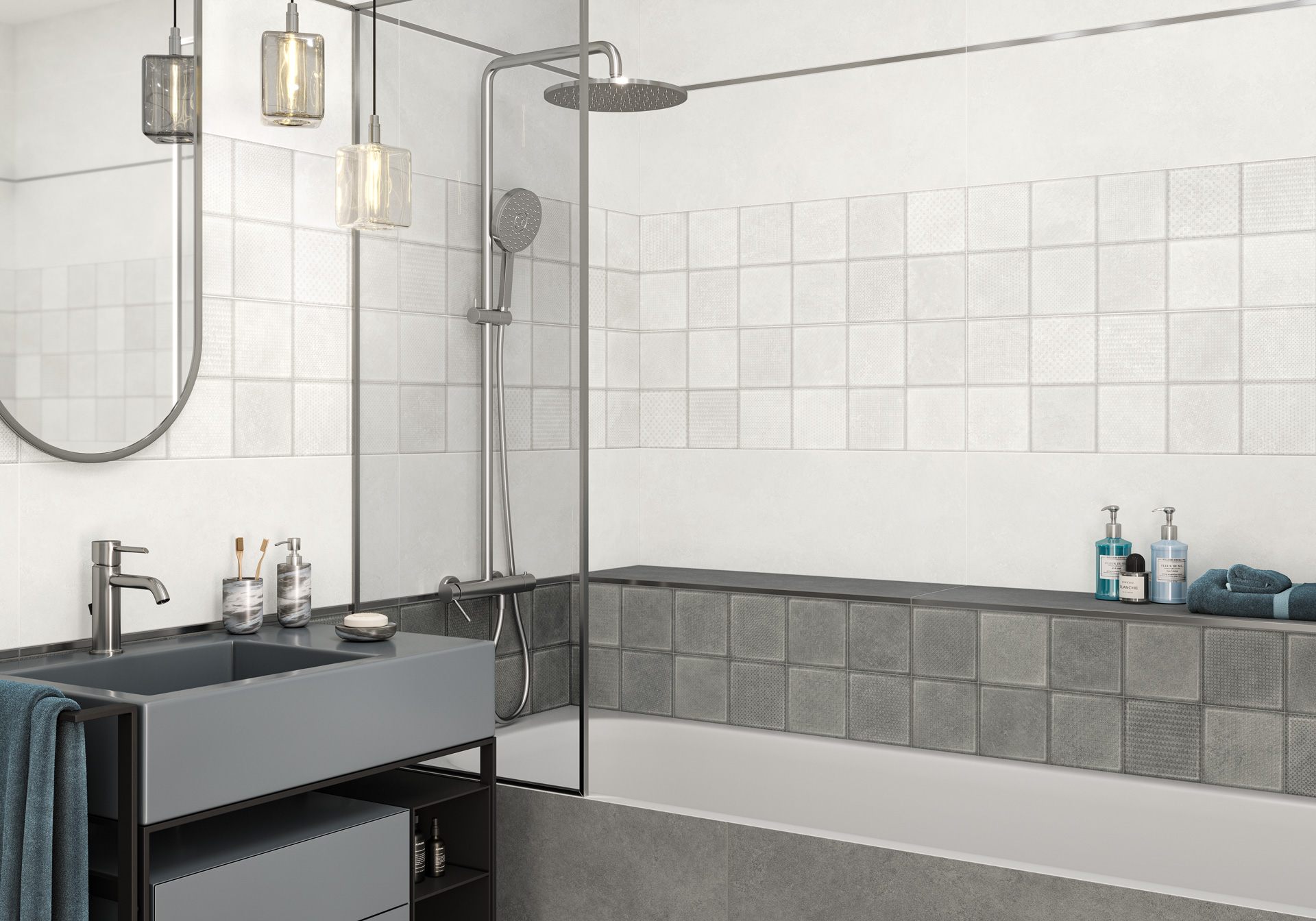 Керамическая плитка Alma Ceramica Куб TWU3090CUB07R белый 30x90