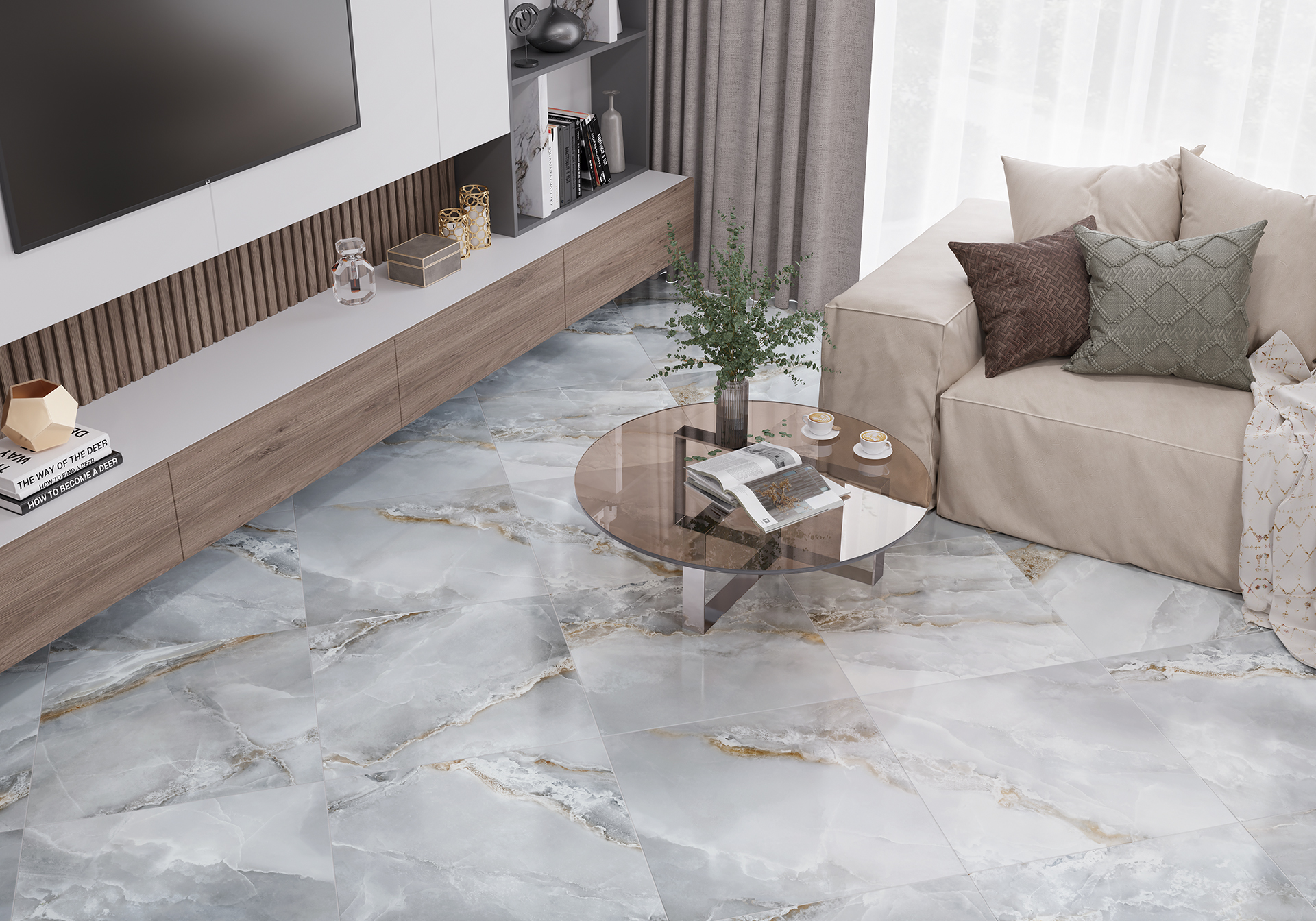 Керамогранит Alma Ceramica Орландо GFA57ORD06L бирюзовый 57x57