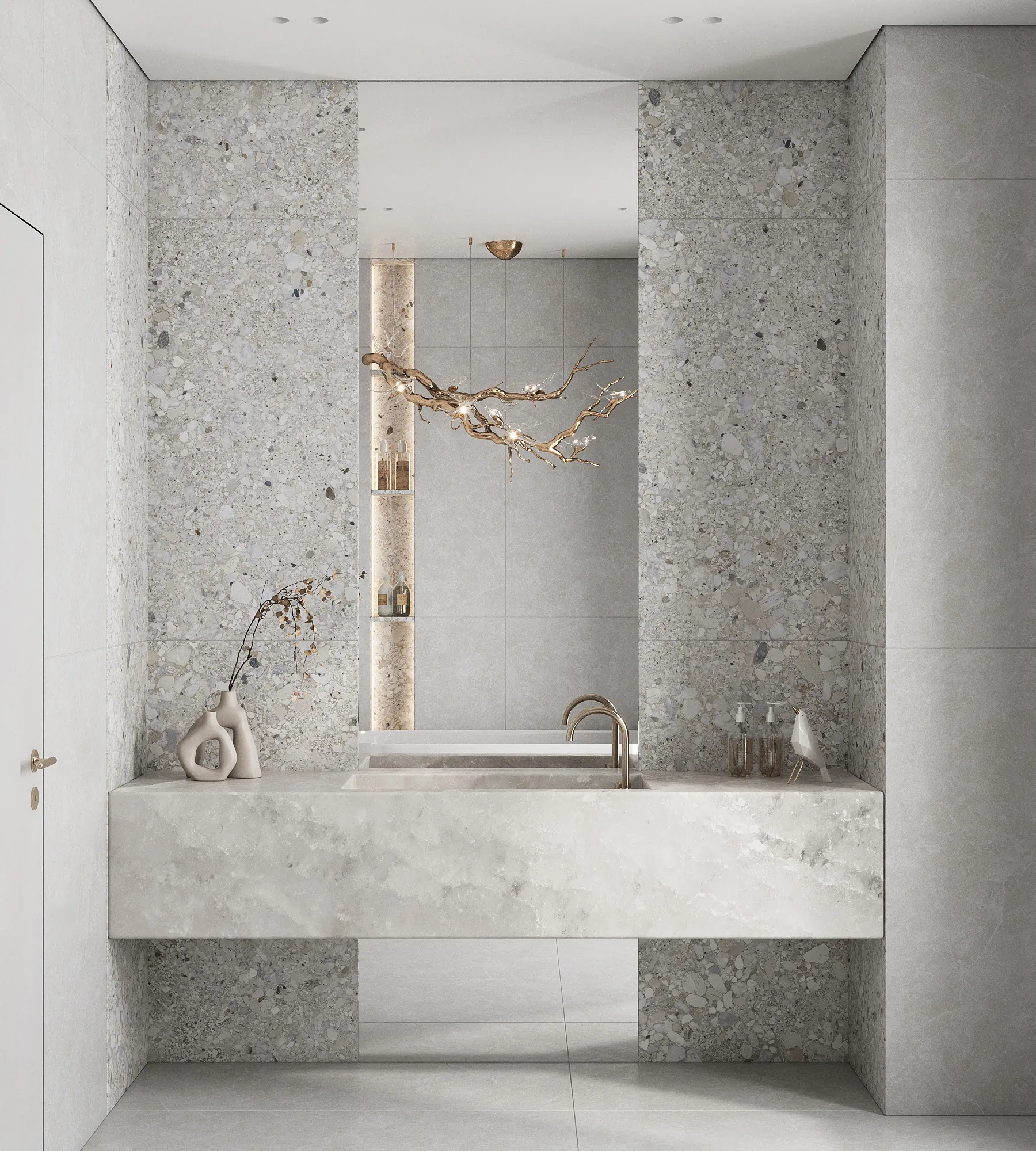 Керамогранит Креанза SL1001-A Gliato Terrazzo Solido 60x120 серый