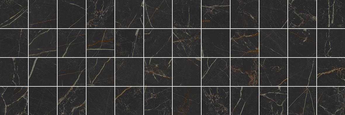 Мозаика (MM60074) Laparet Royal мозаичный чёрный 20x60 глянцевый