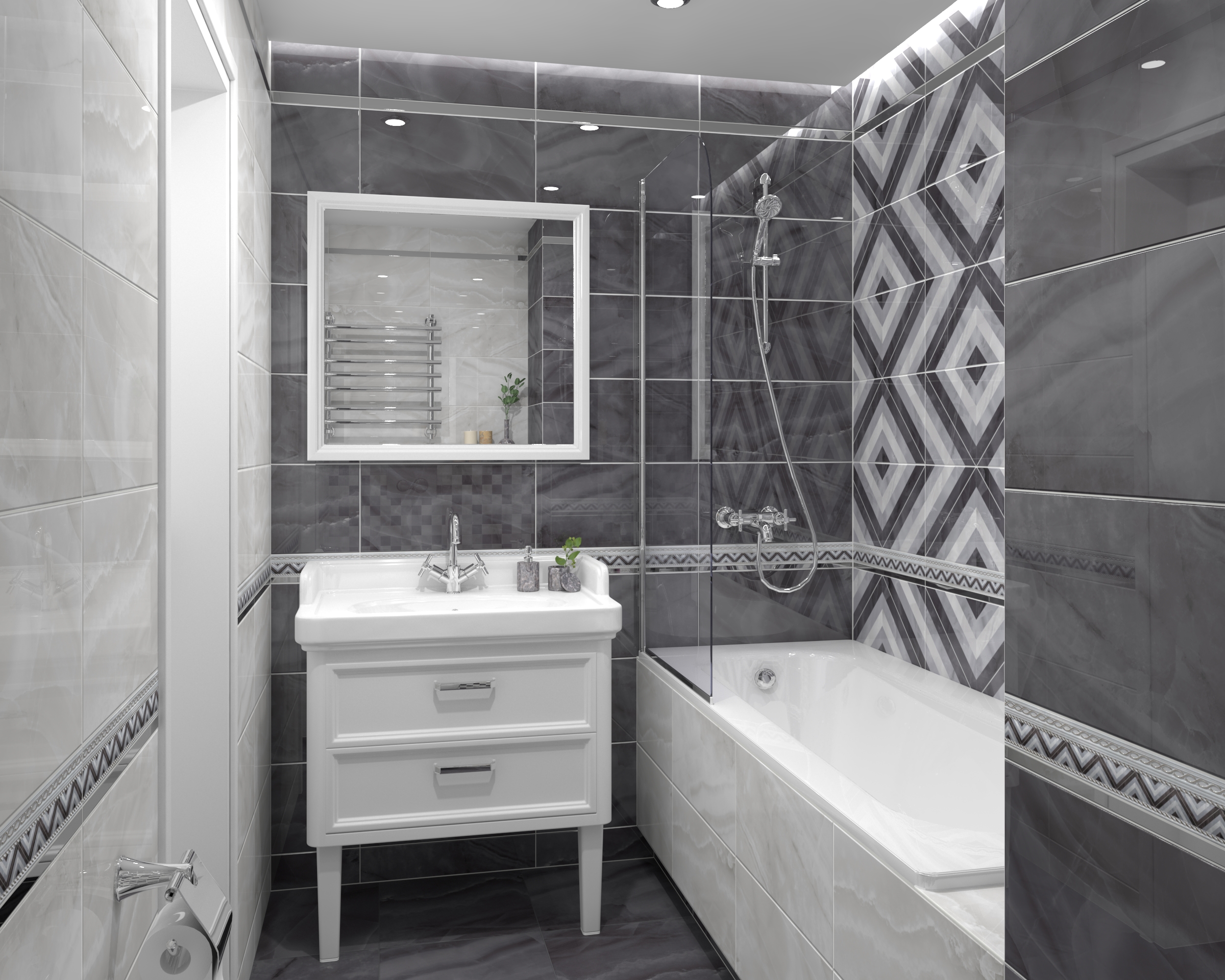 Мозаика (MM34040) Laparet Prime мозаичный серый микс 25x25 глянцевый