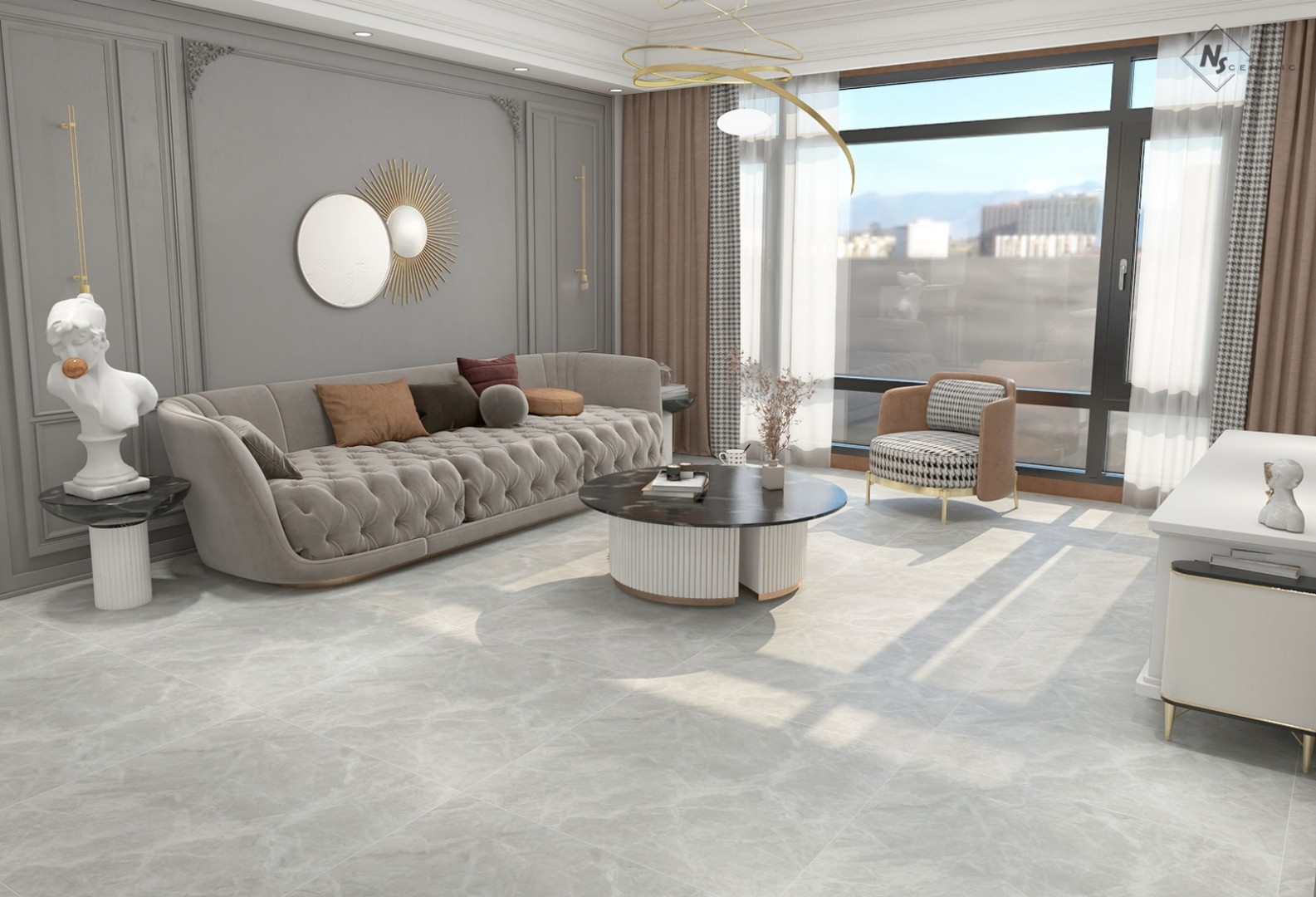 Керамогранит NSceramic NSC8035 серый матовый 80x80