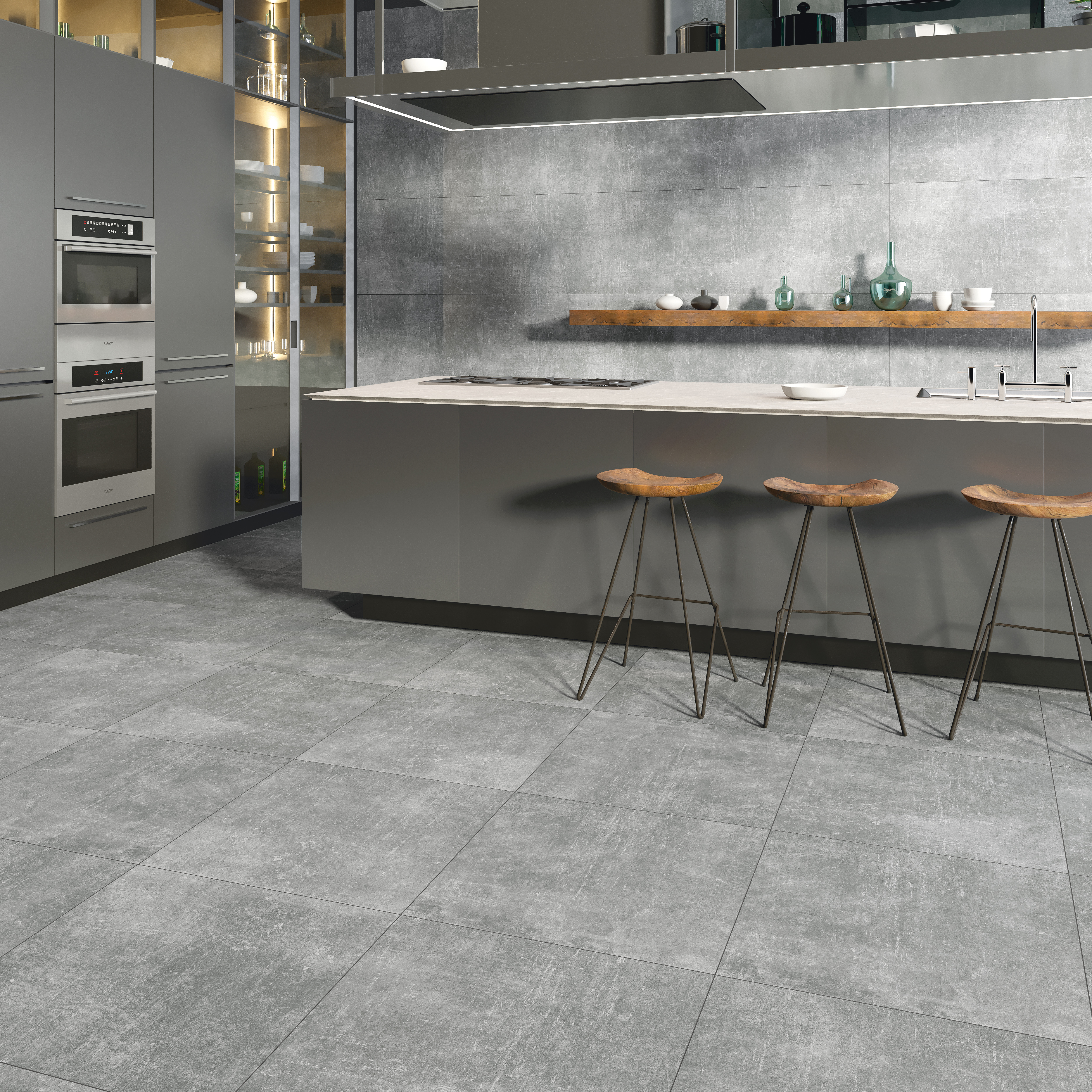 Керамогранит Стоун Цемент Светло-бежевый 60x120 SR