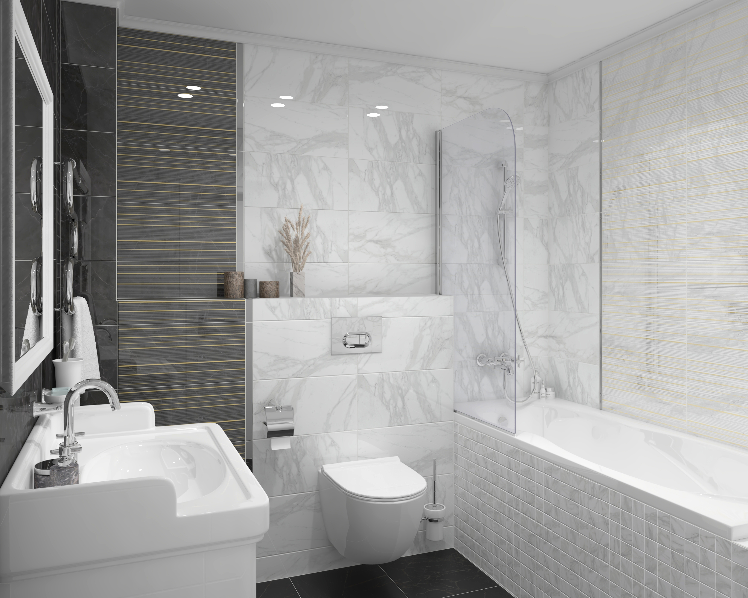Мозаика (MM34038) Laparet Olimpus мозаичный чёрный 25x25 глянцевый