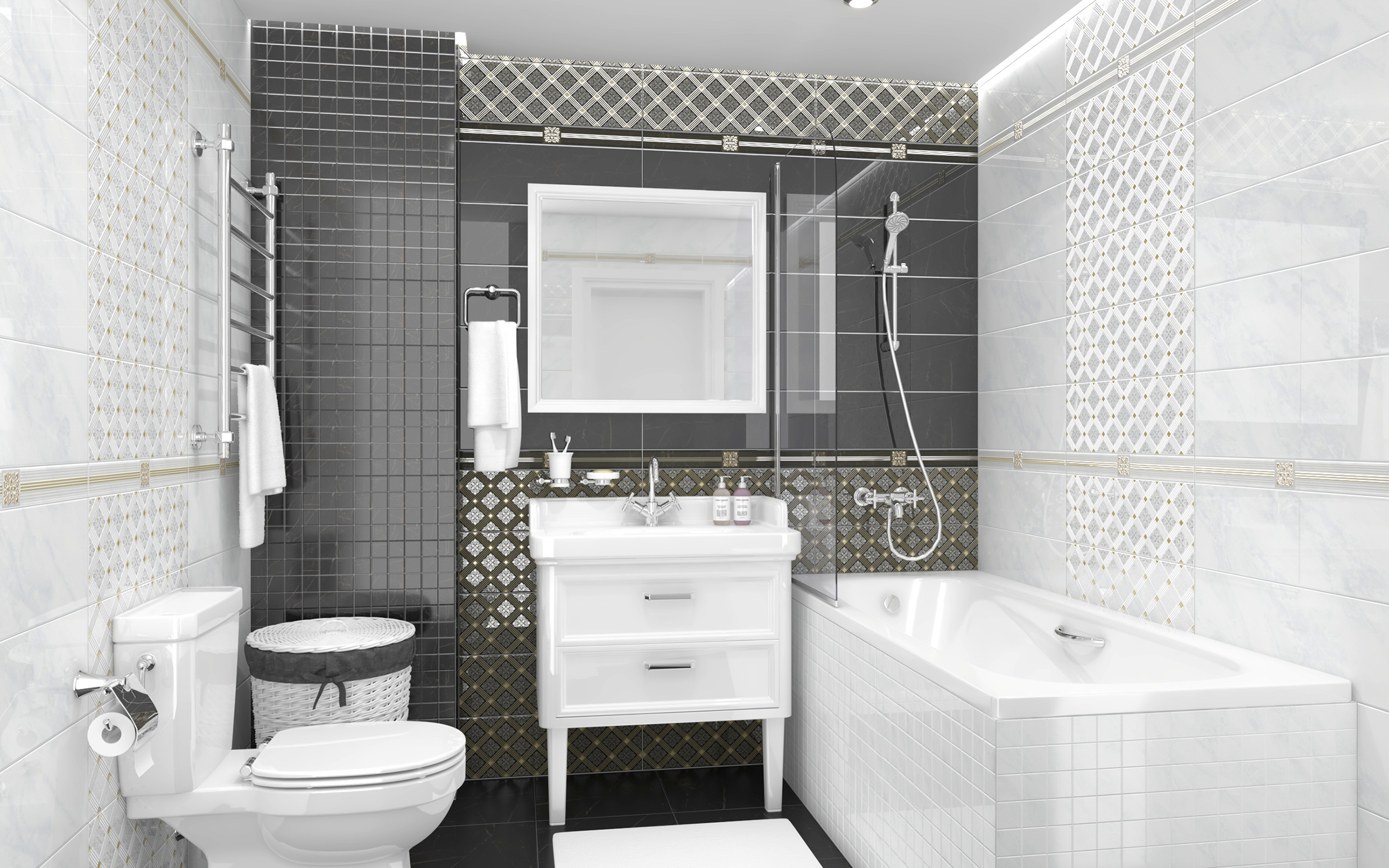 Декор (AD\B483\60045) Laparet Royal чёрный 20x60 глянцевый