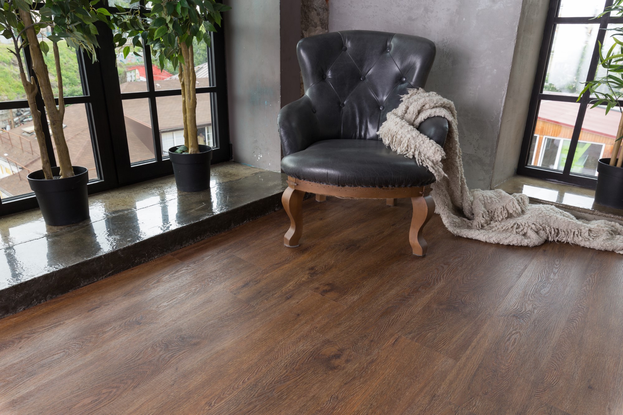 Кварцвиниловая плитка Aqua Floor Nano AF3217N 1221x180 Дуб Темный замковый кварц винил напольный