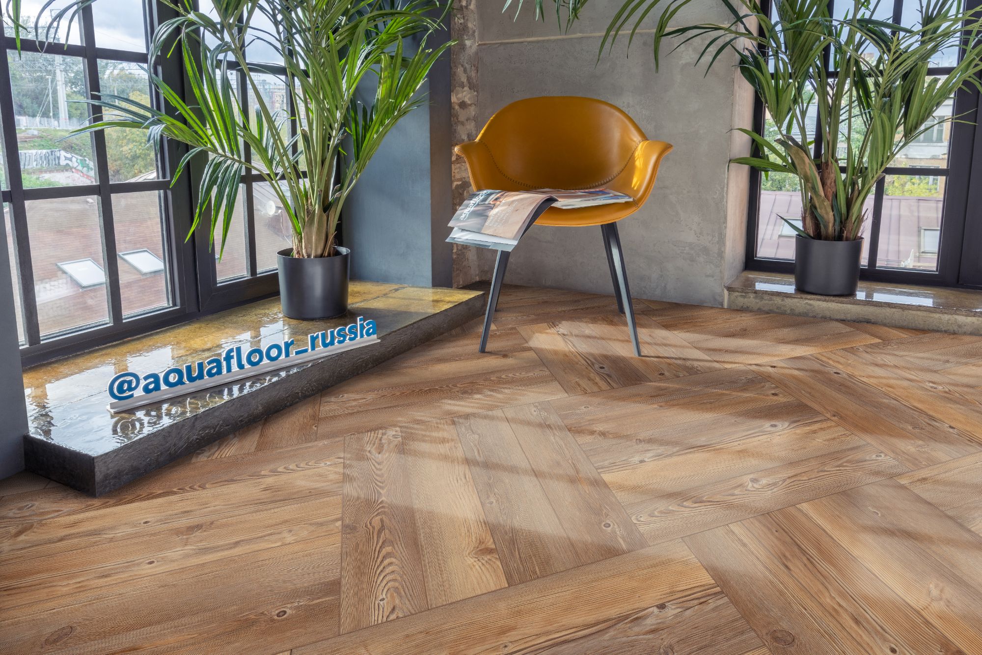 Кварцвиниловая плитка Aqua Floor Parquet Glue AF2518PG 610x122 Дуб Темный замковый кварц винил напольный