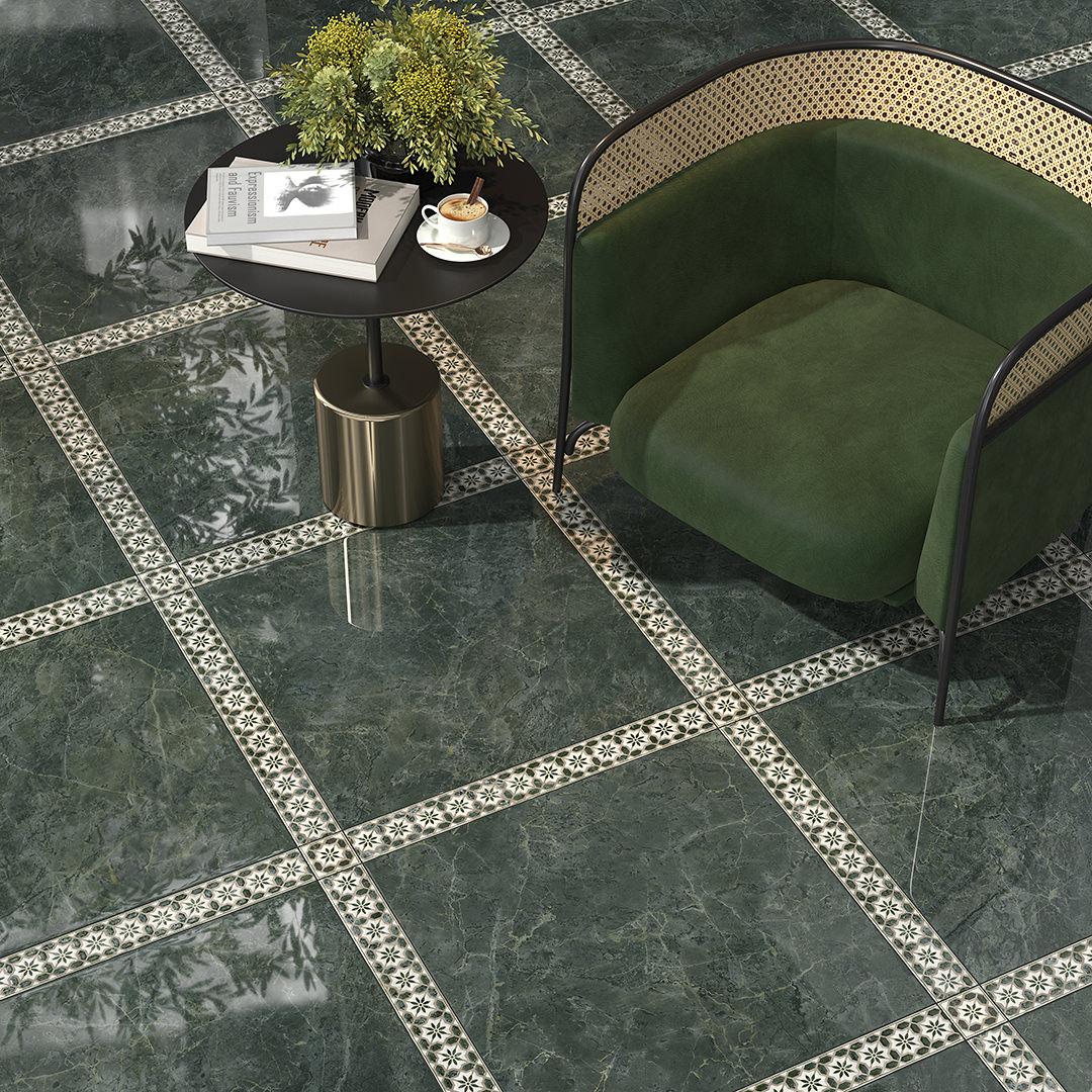 Керамическая плитка Kerama Marazzi FMA031R Серенада зеленый глянцевый обрезной 15x30