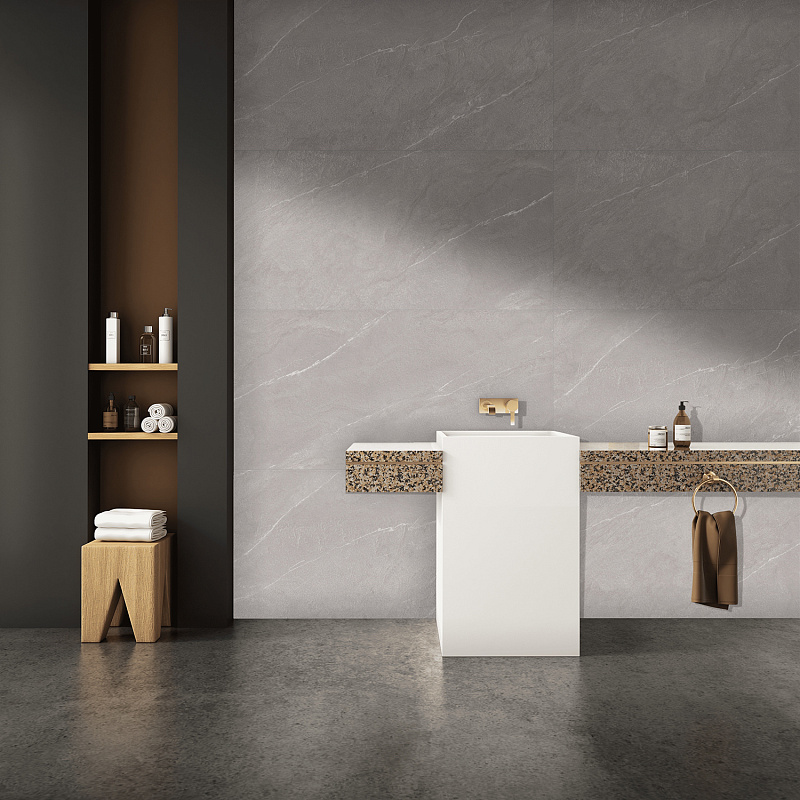 Керамогранит Азарио Crusty Nelson Silver 80X160 Carving F231123017C серый