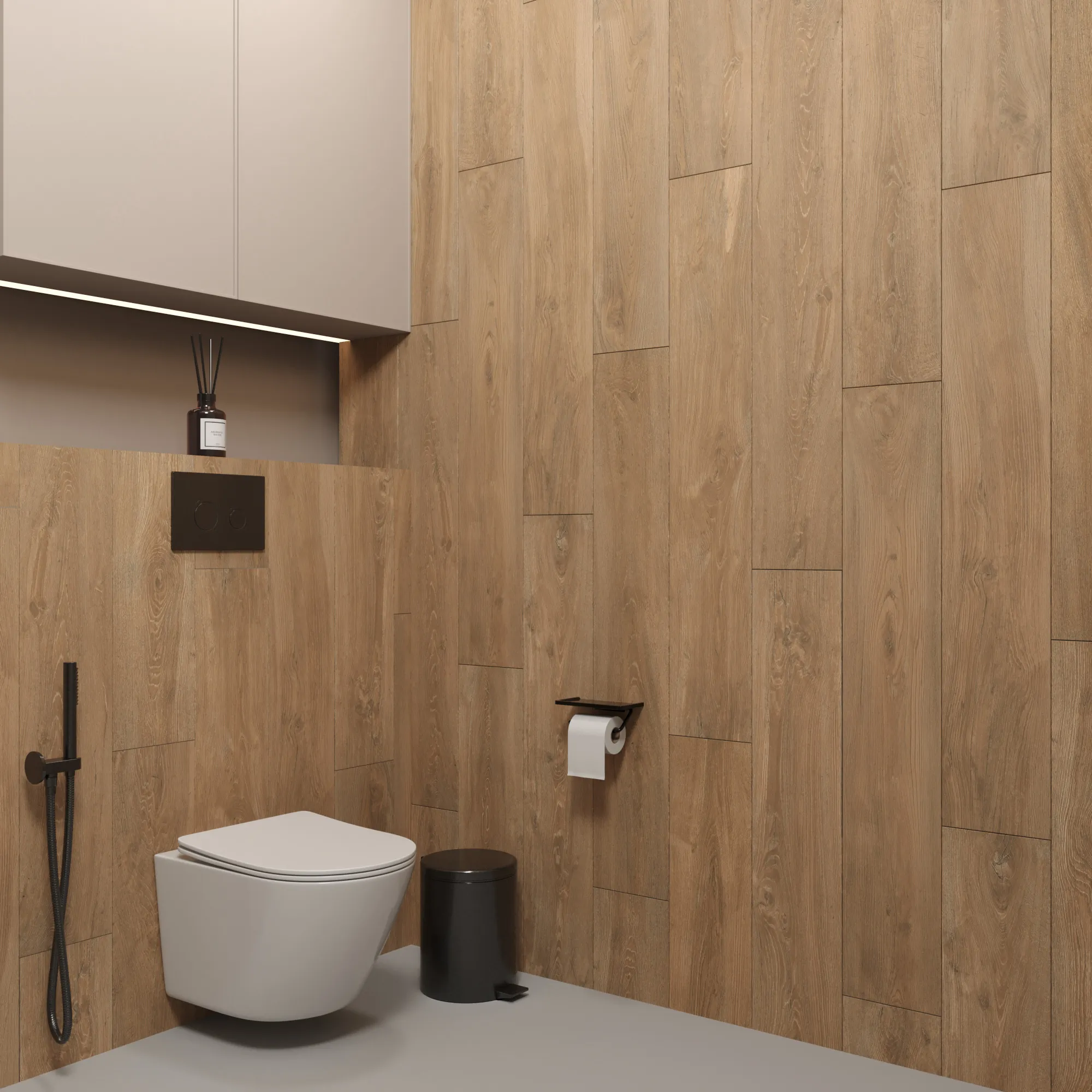 Керамогранит Креанза CW-RT12-B Husk Wood Brich Rustic Wood 20x120 бежевый