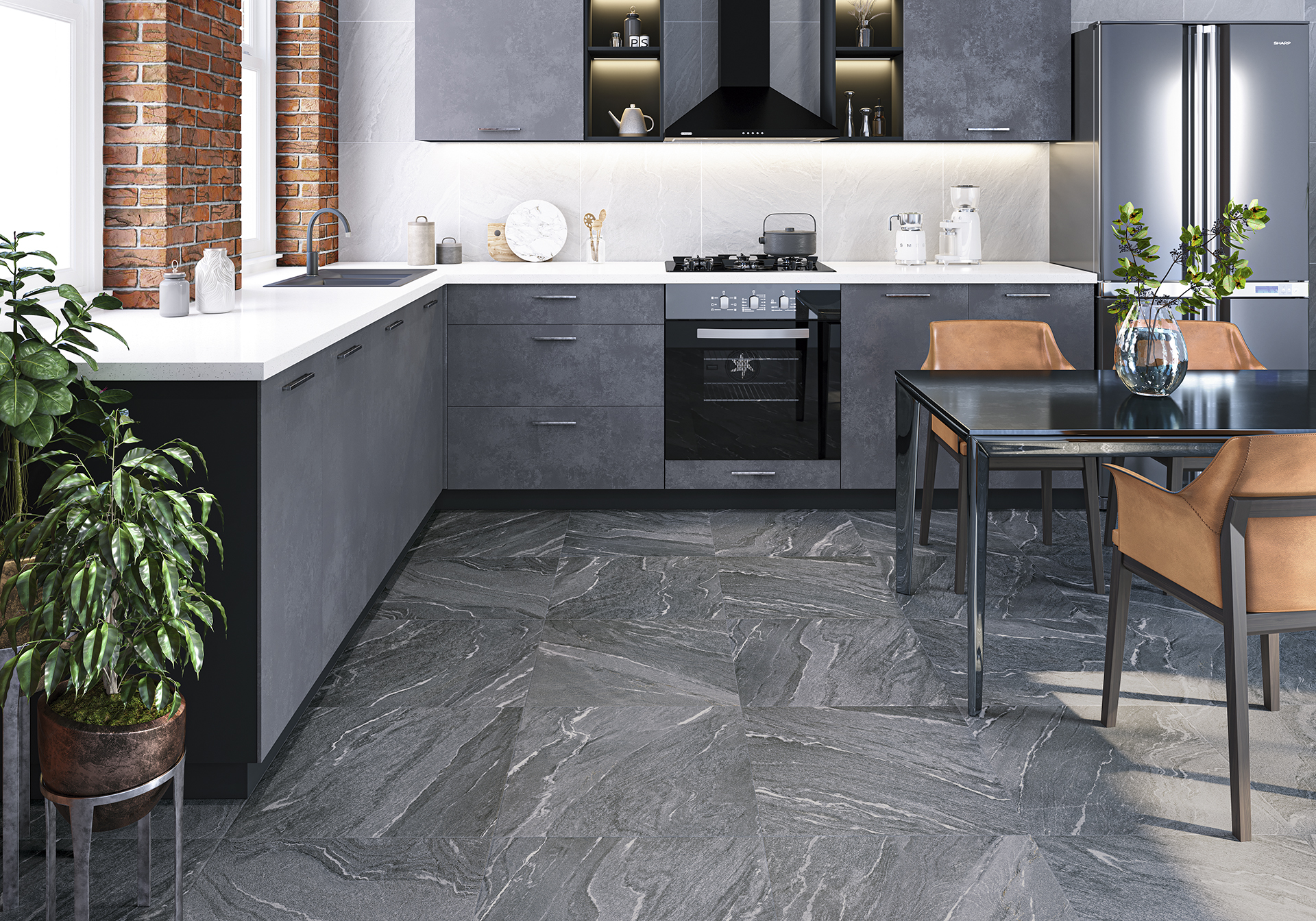 Керамогранит Alma Ceramica Некстстоун GFA57NXT07R серый 57x57