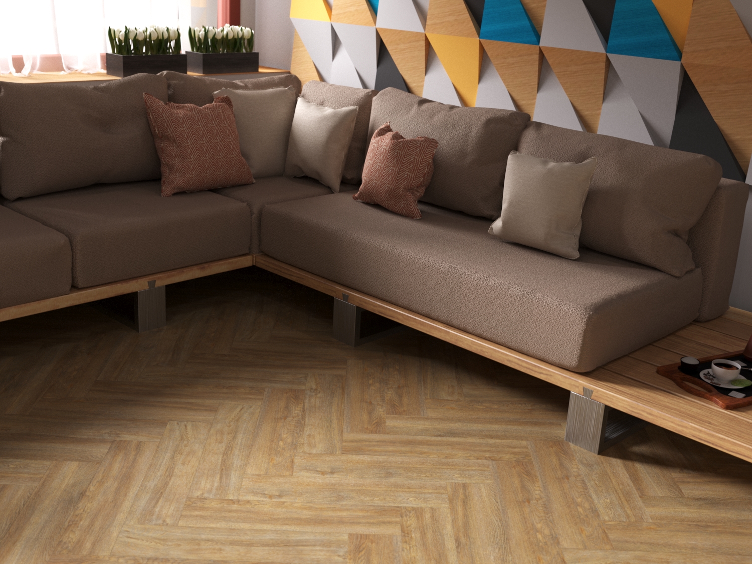 Кварцвиниловая плитка Fine Floor Craft Short Plank FF-008 Дуб Хэмптон-Корт кварц винил напольный