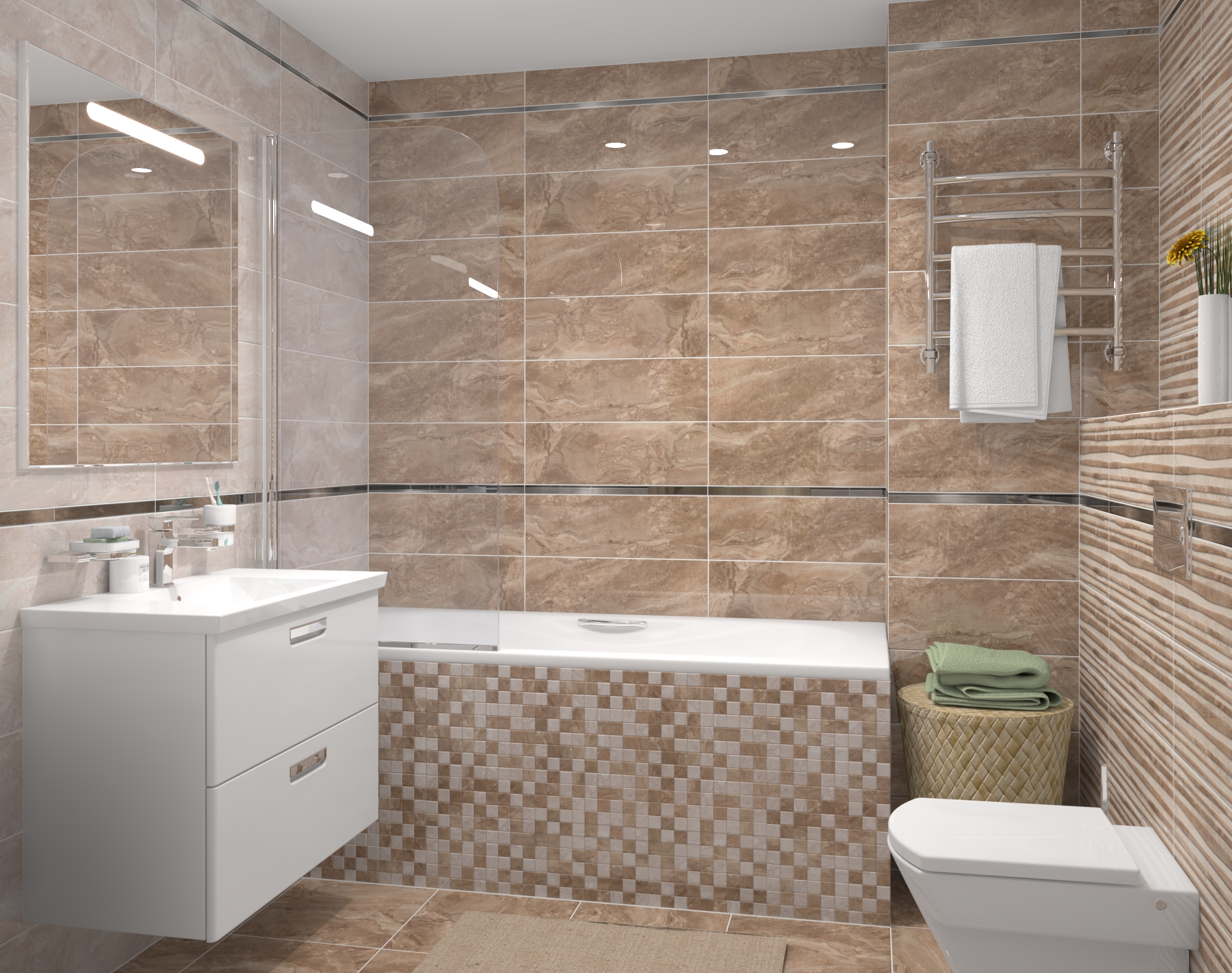 Мозаика Laparet Polaris коричневый+бежевый 30x30 глянцевый