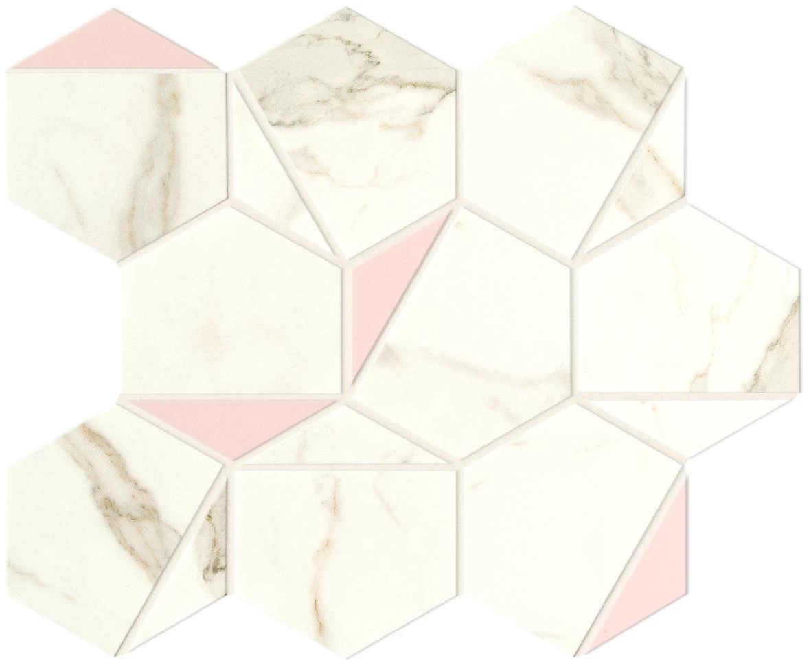 Мозаика Atlas Concorde Marvel Shine Calacatta Prestigio Rose Hex Silk 25.1x29 A4WS