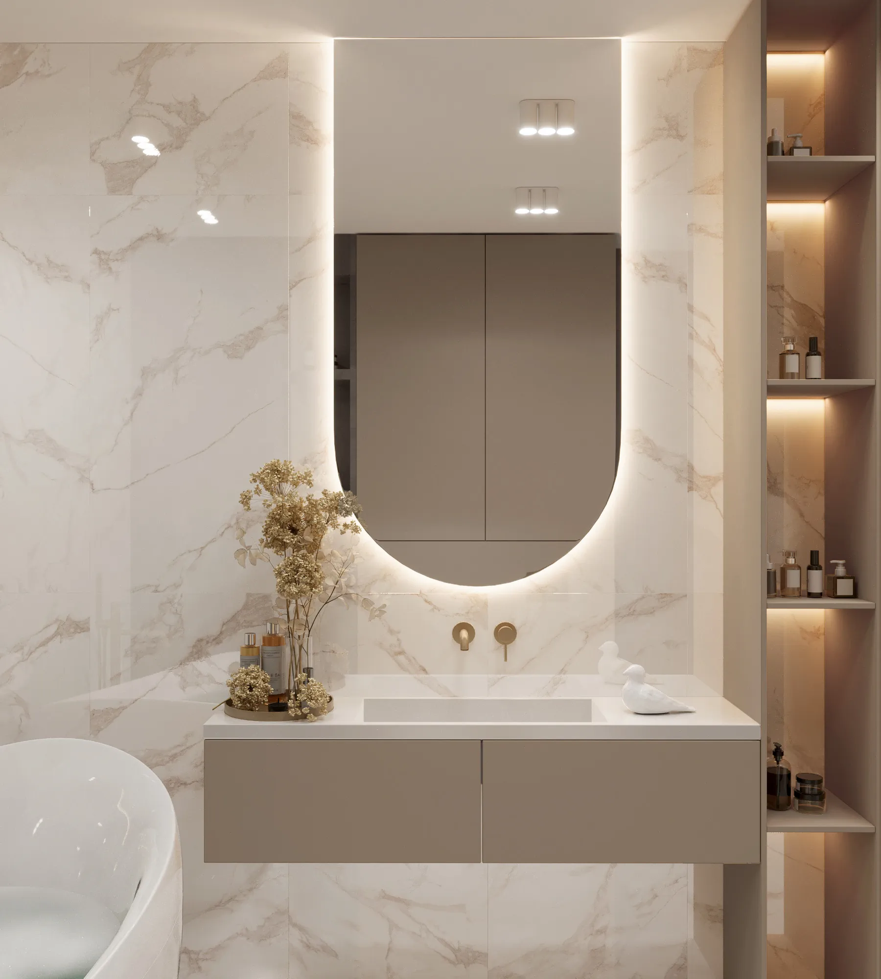 Керамогранит Аркадия Керамика CR4019-A Calacatta Gold Carving 60x120 белый