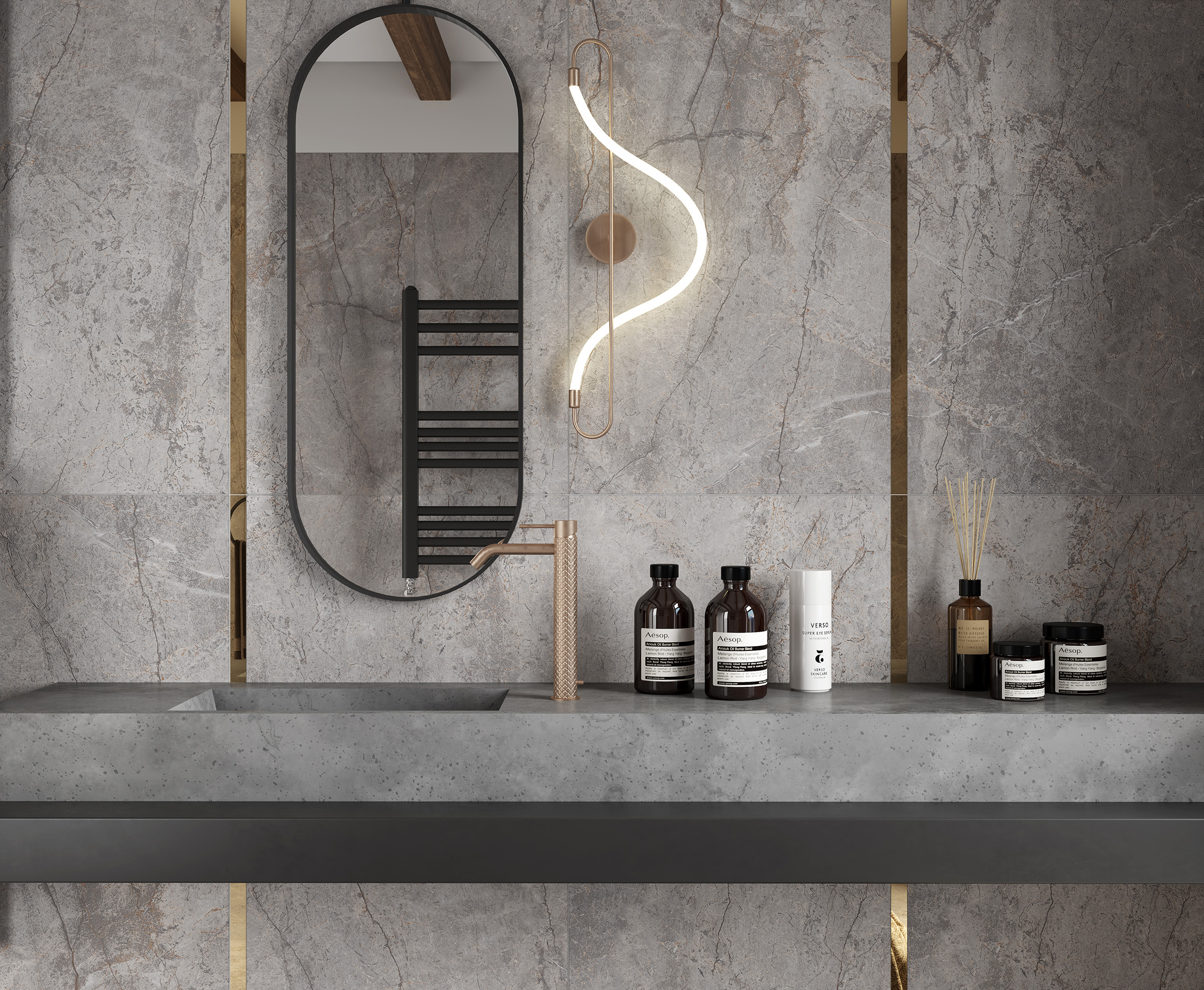 Керамогранит Laparet Carved River Gray 60x120 глянцевый