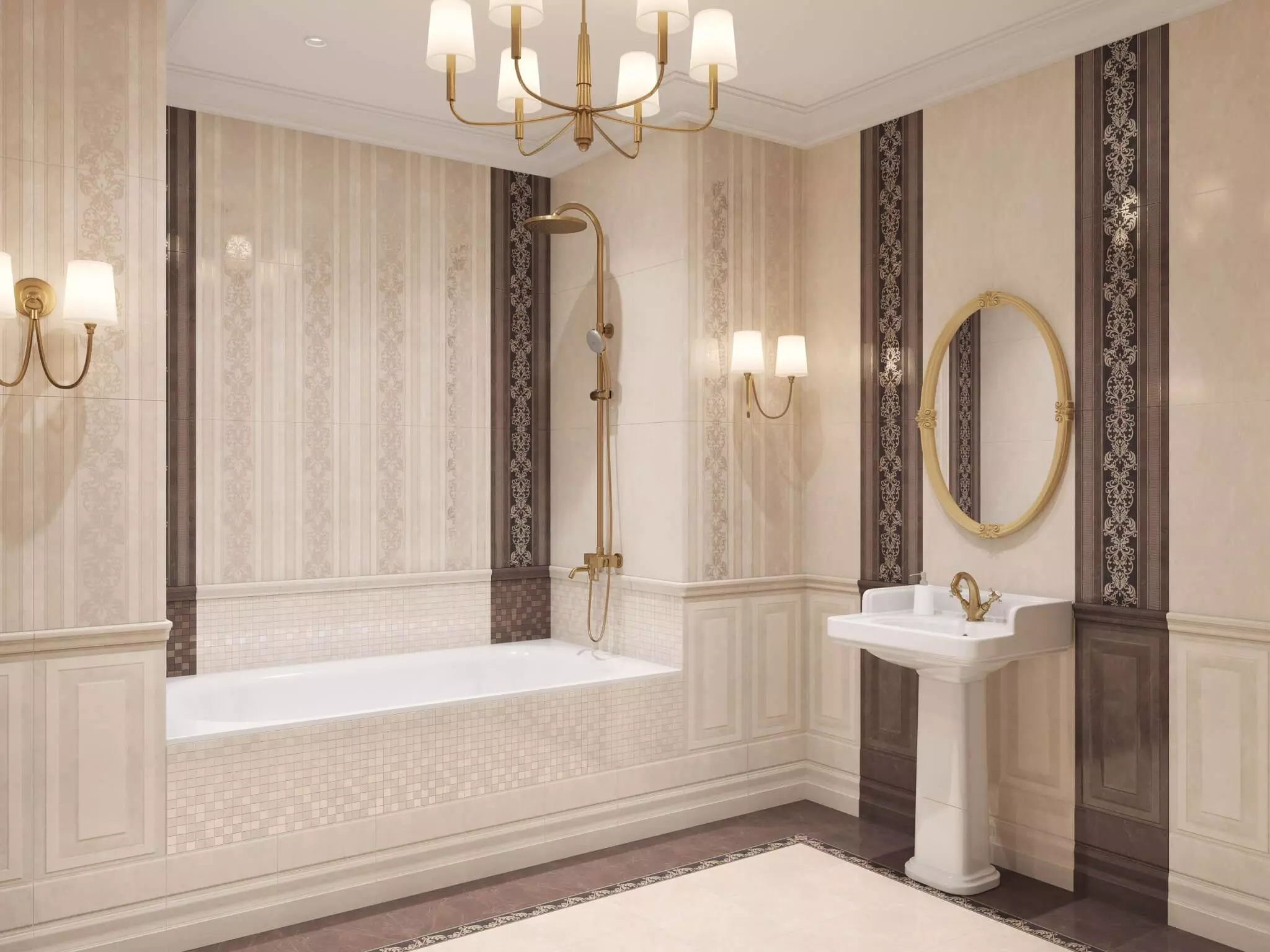 Декор Kerama Marazzi MM11139 Версаль коричневый мозаичный 30x30