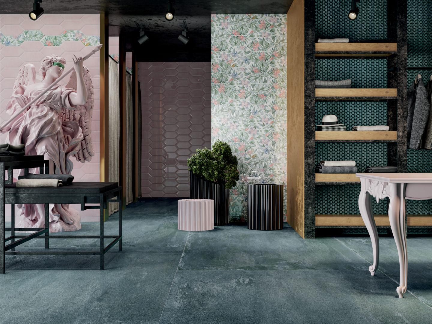 Керамическая плитка Kerama Marazzi Фурнаш грань сиреневый светлый глянцевый 14x34 35025
