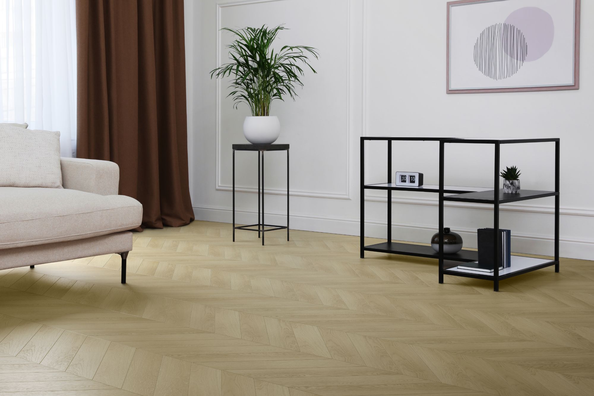 Кварцвиниловая плитка Aqua Floor Chevron Premium (Parquet) AF7015CVR 690x120 Дуб селект Светлый замковый кварц винил напольный