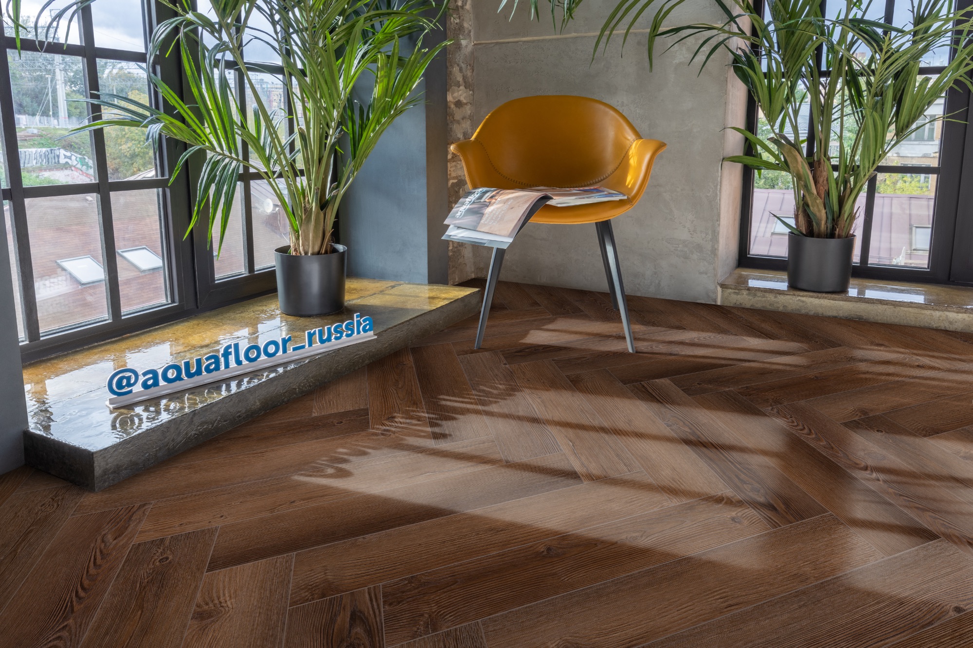 Кварцвиниловая плитка Aqua Floor Parquet Glue AF2518PG 610x122 Дуб Темный замковый кварц винил напольный
