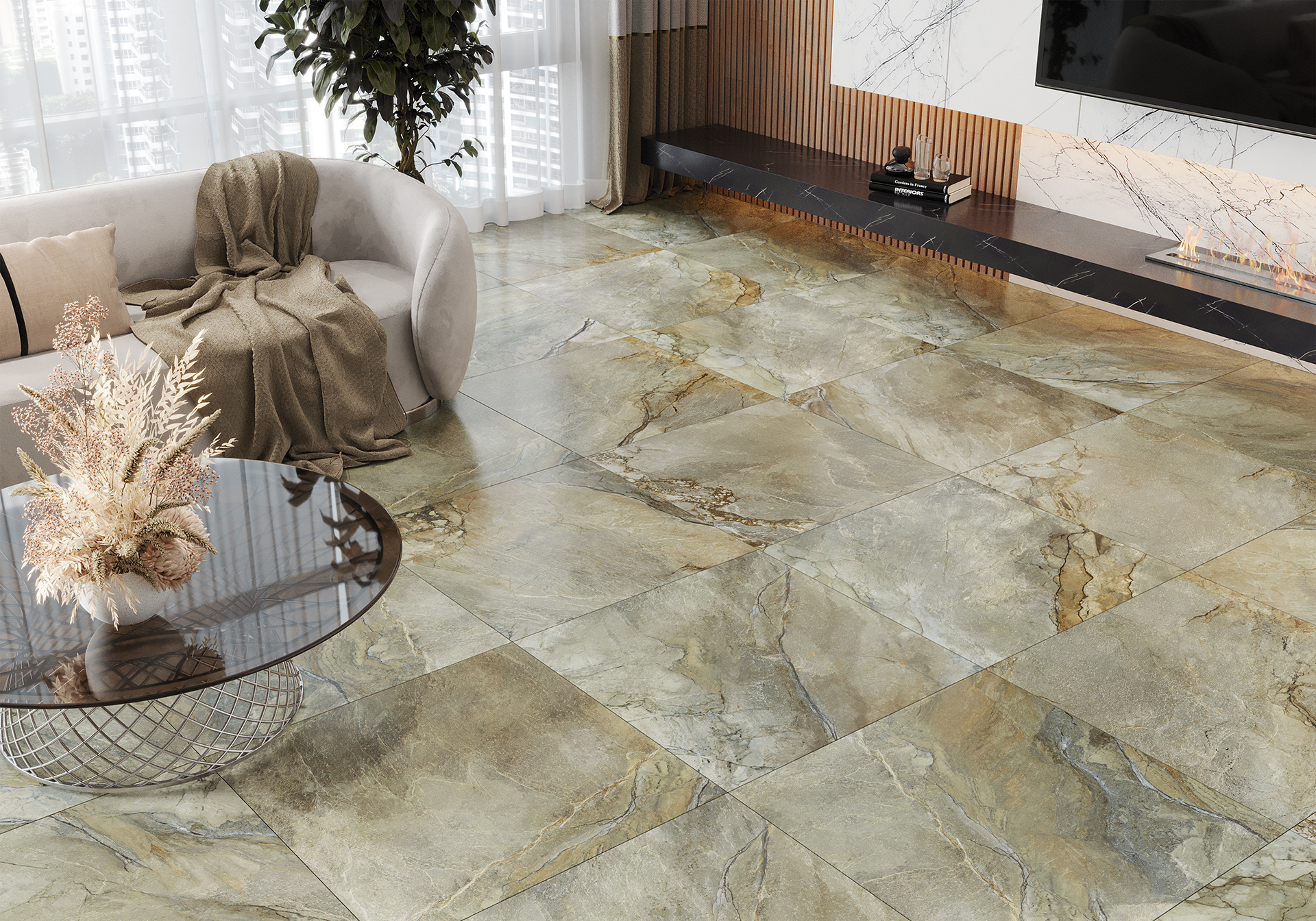 Керамогранит Alma Ceramica Вулкано GFA57VLC04L бежевый 57x57