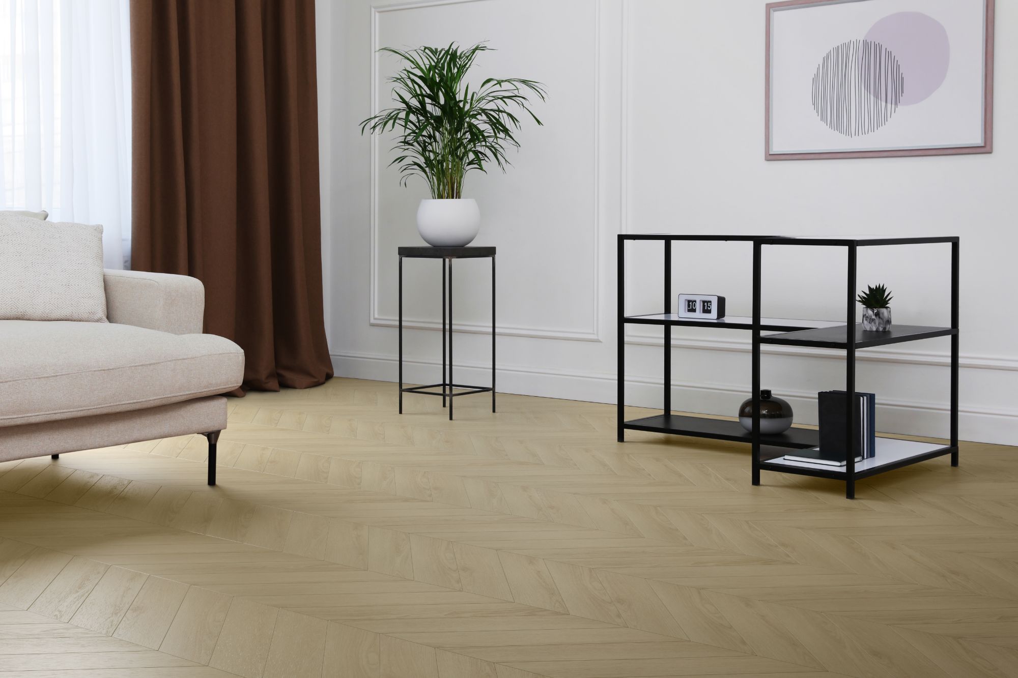 Кварцвиниловая плитка Aqua Floor Chevron Premium (Parquet) AF7015CVR 690x120 Дуб селект Светлый замковый кварц винил напольный