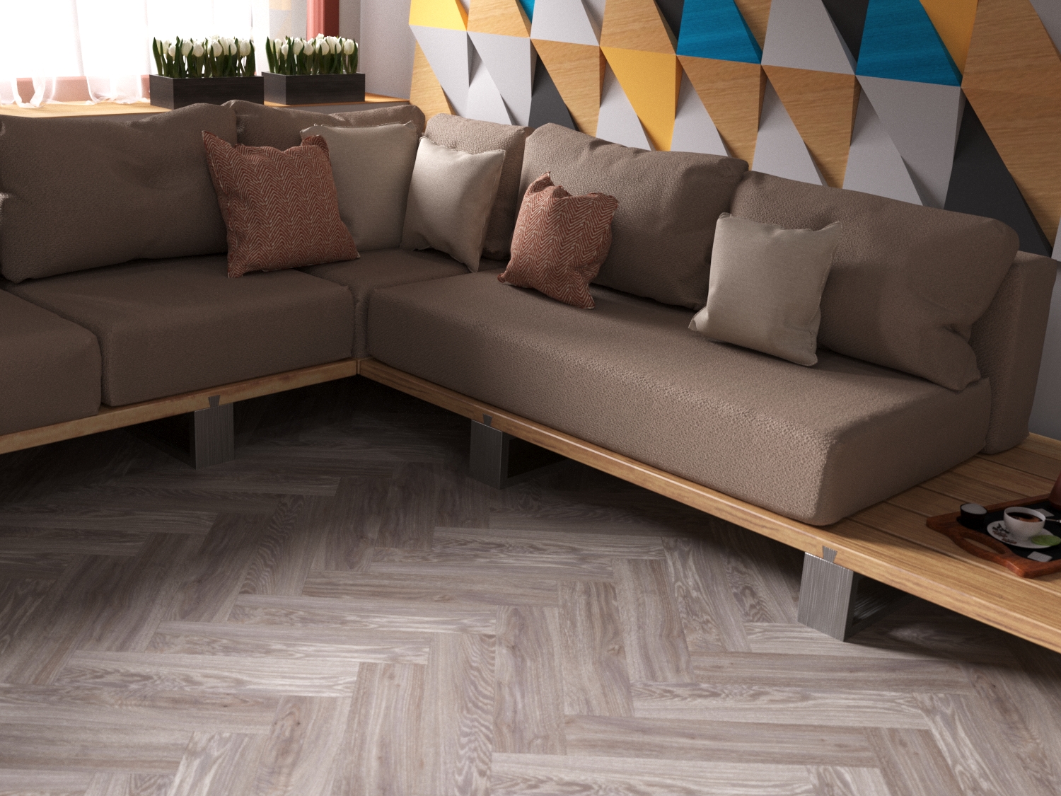 Кварцвиниловая плитка Fine Floor Craft Short Plank FF-008 Дуб Хэмптон-Корт кварц винил напольный