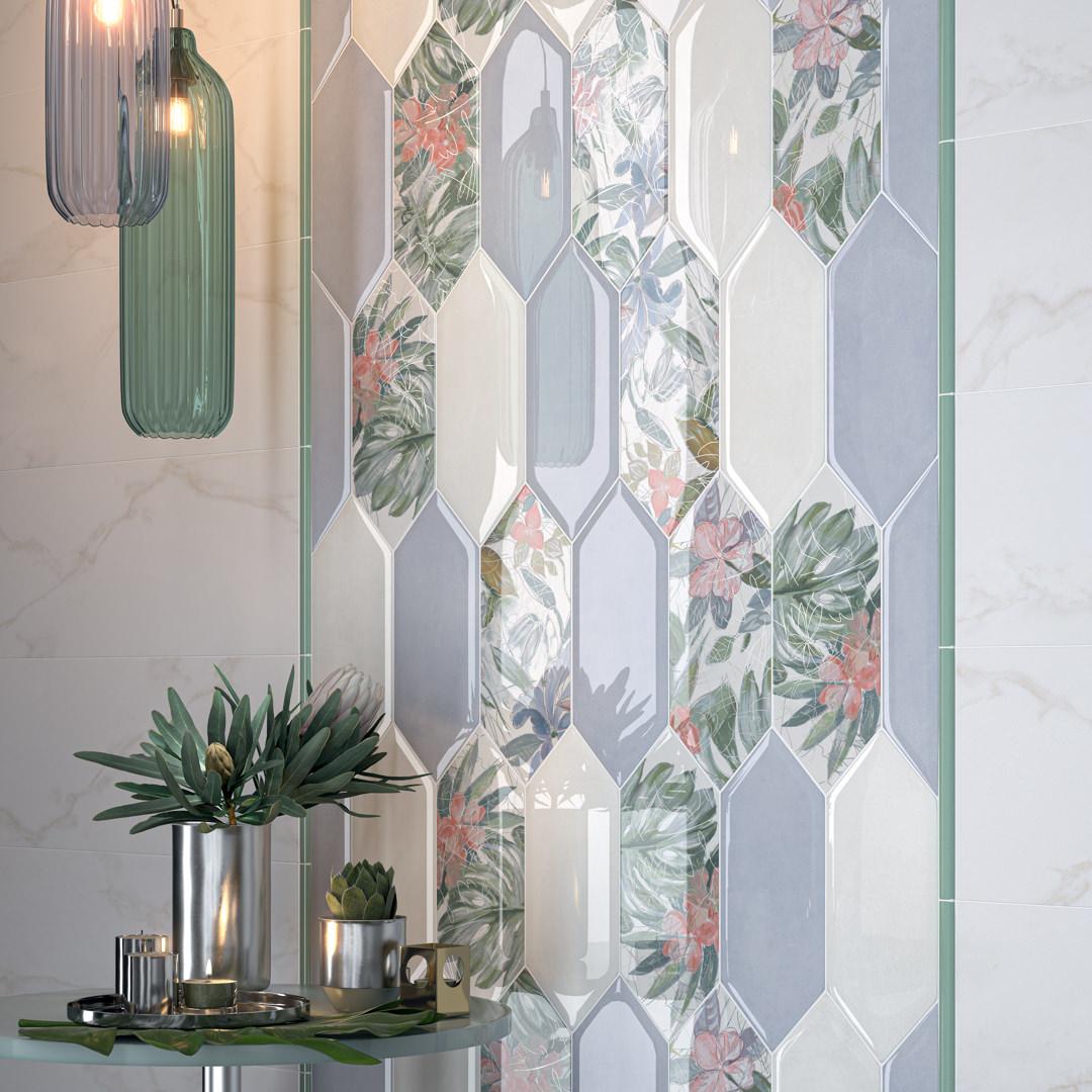 Керамическая плитка Kerama Marazzi Фурнаш грань сиреневый светлый глянцевый 14x34 35025