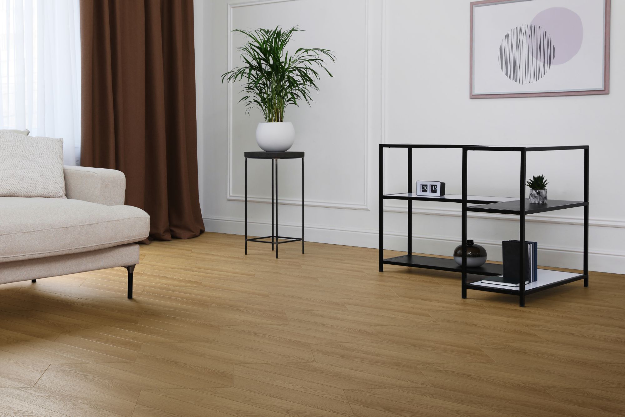 Кварцвиниловая плитка Aqua Floor Chevron Premium (Parquet) AF7015CVR 690x120 Дуб селект Светлый замковый кварц винил напольный